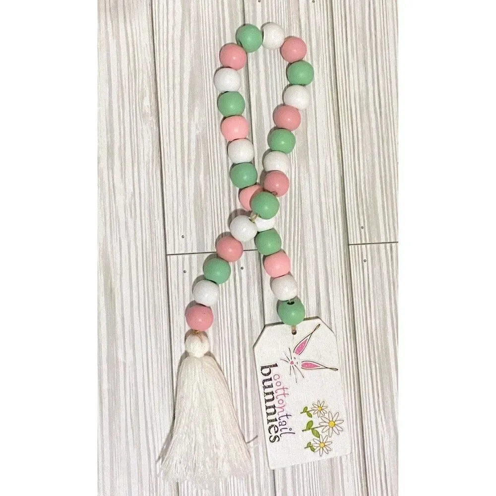 Easter Beaded Garland: Cottontail Bunnies Tier Tray Decor